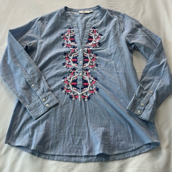 Vineyard Vines Blue/White Pinstripe Embroidered Long Sleeve - Picture 1 of 3